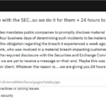 ALPHV leak site post informing of cybersecurity disclosure complaint filed with SEC against victim, MeridianLink